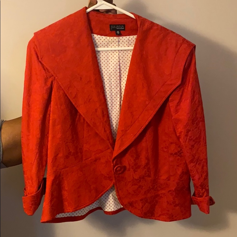 Juliana Collezione Red Floral Embossed Blazer